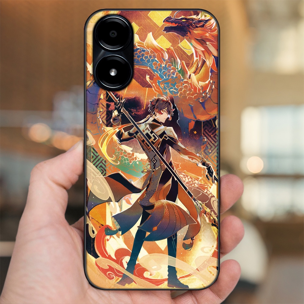 Ốp lưng Vivo Y02s viền đen in hình Zhongli Genshin Impact