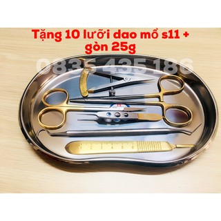 BỘ DỤNG CỤ NHẤN MÍ CÁN VÀNG CAO CẤP-TĂNG 10 LƯỠI DAO MỔ VÀ GÒN 25G
