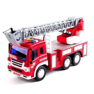 Xe ô tô cứu hỏa có cầu thang rút đồ chơi trẻ em Xe có âm thanh và đèn mô hình tỉ lệ 1:16