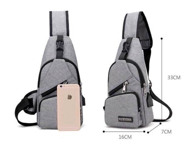 [Mã SKAMCLU8 giảm 10% cho đơn từ 100K] Túi đeo chéo thể thao du lịch phượt có cổng sạc tiện lợi