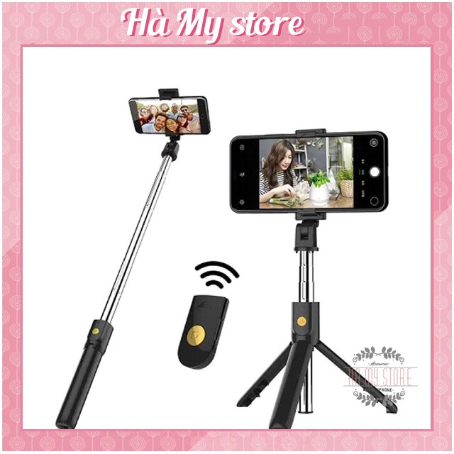 Gậy chụp hình kiêm Tripod 3 chân + Nút bluetooth K07 chính hãng