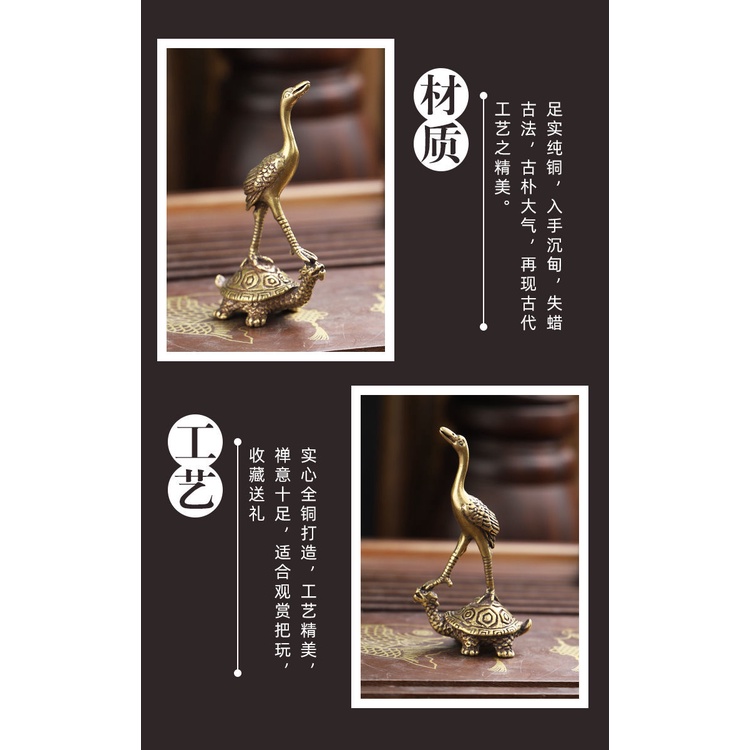 Giá Đỡ Trầm Hương Bằng Đồng Nguyên Chất Có Tay Cầm Hình Chú Rùa / Chim Hạc Phong Cách Cổ Điển
