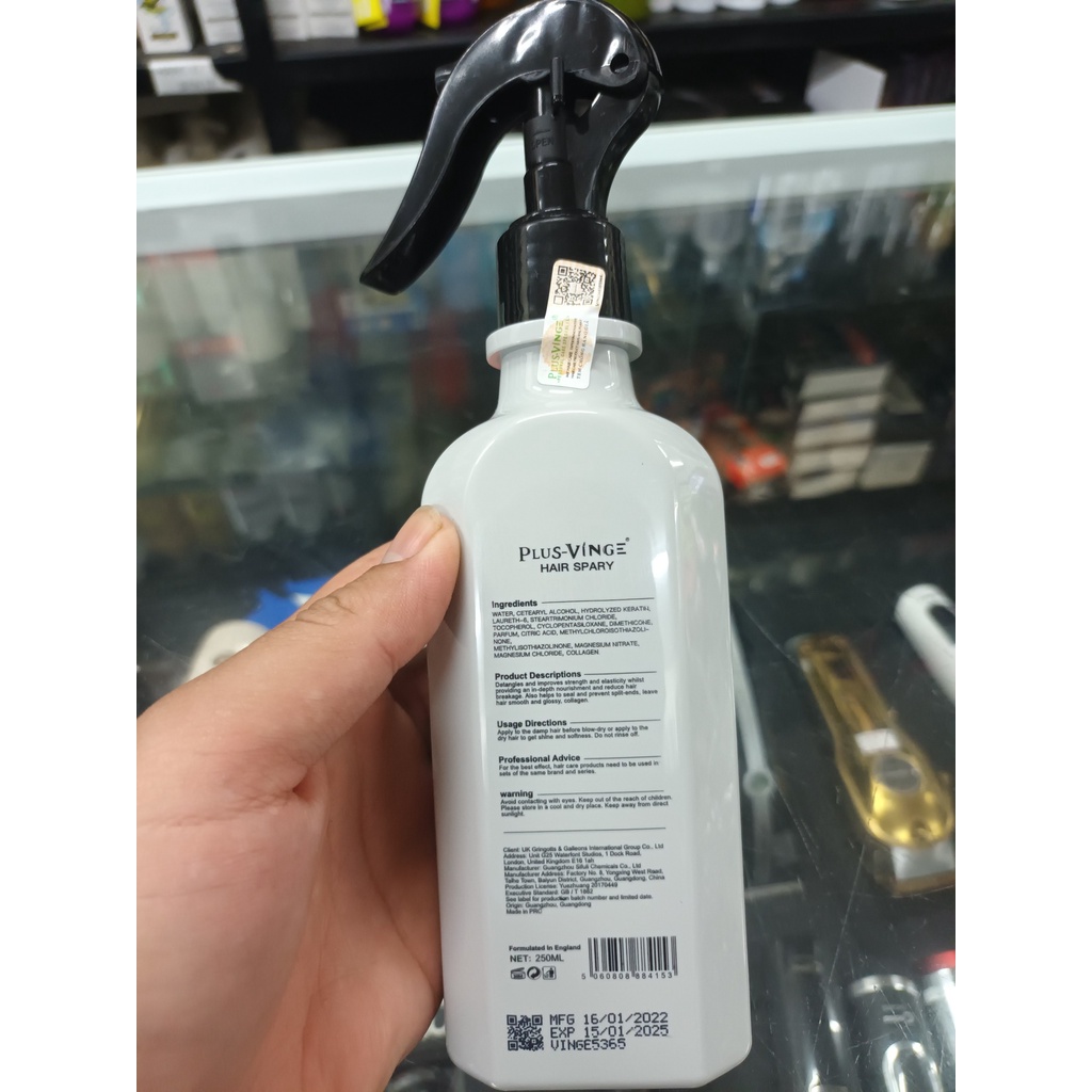 Xịt dưỡng tóc uốn nhuộm collagen Plus Vinge cấp ẩm phục hồi suôn mượt 200ml