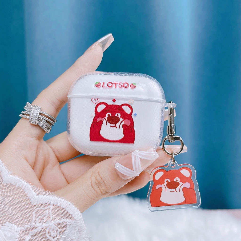 Vỏ Bảo Vệ Hộp Sạc Tai Nghe AirPods3 AirPods3 Pro 2Gen Màu Trong Suốt Họa Tiết Chú Gấu Dễ Thương Ốp