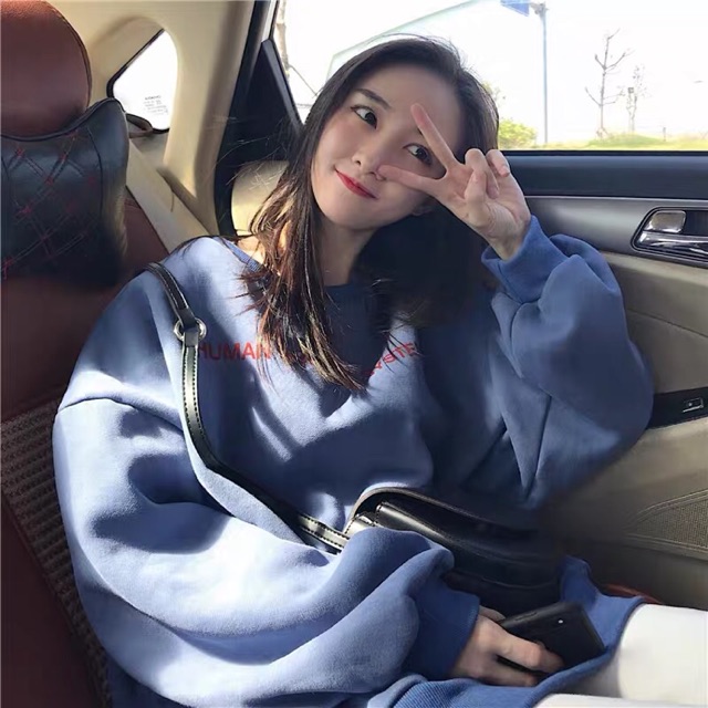 (có sẵn xanh nhat XL) ORDER ÁO SWEATER NỈ BÔNG FORM RỘNG ULZZANG( có ảnh thật)