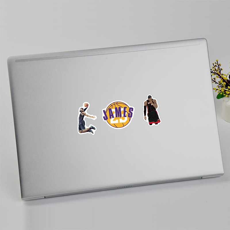 Sticker Bóng Rổ Set 50 Hình In Lebron James Decal PVC Cao Cấp Không Thấm Nước Dán Xe Tường Điện Thoại Laptop Vali