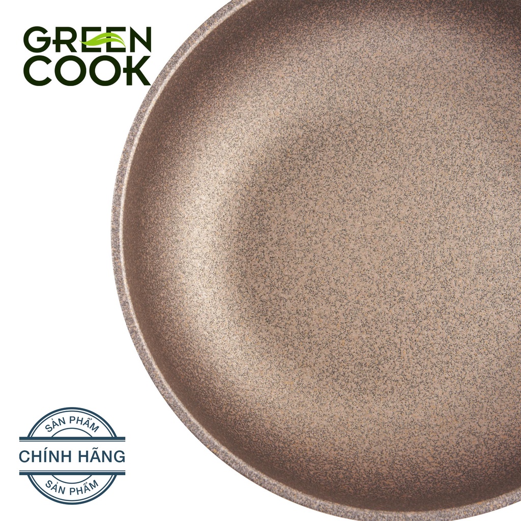 Combo 2 chảo đúc vân đá đáy từ sâu lòng Green Cook GCP05 công nghệ Hàn Quốc với 7 lớp chống dính - Hàng chính hãng green