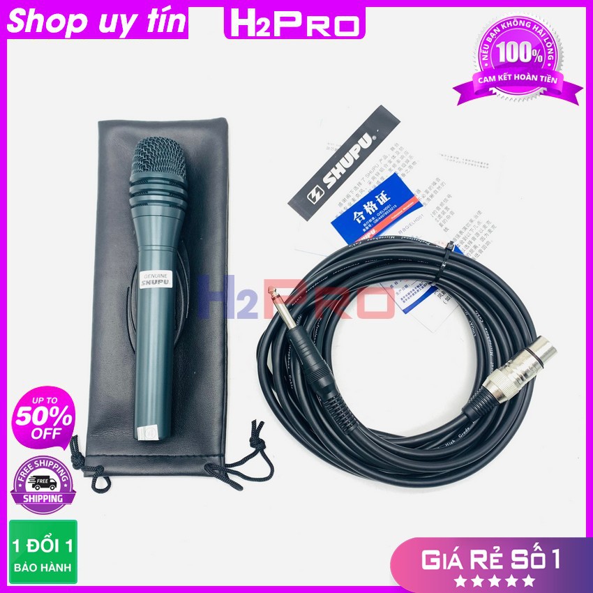 Micro hát karaoke có dây SHUPU SM8000 H2Pro chính hãng, micro karaoke cao cấp chống hú-hát nhẹ-tiếng sáng-dây dài 6m