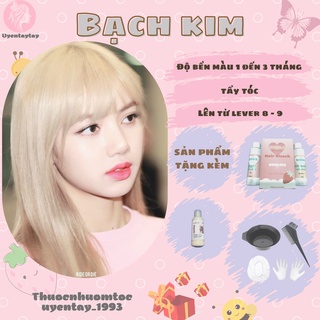 Thuốc nhuộm tóc nam nữ MÀU BẠCH KIM nhuộm tại nhà tặng kèm oxy trợ nhuộm và bộ 7 món hỗ trợ nhuộm