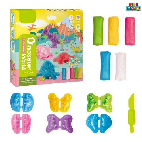 Đất nặn khủng long kèm khuôn nhiều mầu sắc,đồ chơi sáng tạo giáo dục sớm cho bé Tonykids