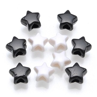Đơn giản 10mm Đen / Trắng / Nhiều màu sắc acrylic / ngôi sao nhựa tự làm hạt rời trang sức với lỗ lớn 33,5mm 100 chiếc y1417