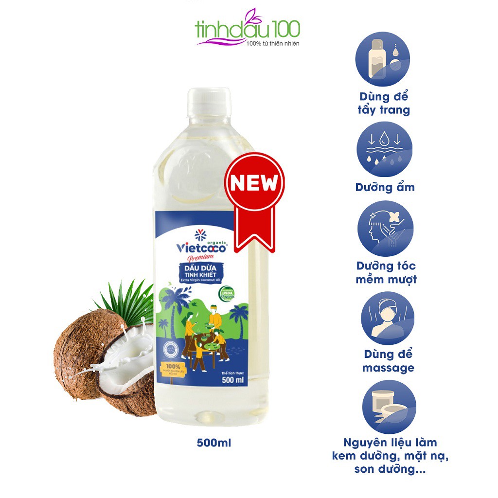 Dầu dừa tinh khiết Premium Organic VIETCOCO - 250ml