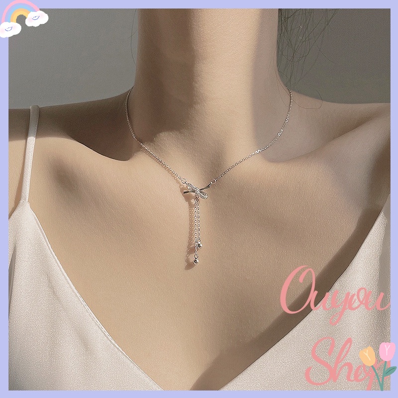 Vòng Cổ Choker Dáng Dài Đính Nơ Tua Rua Phong Cách Ngọt Ngào Đơn Giản