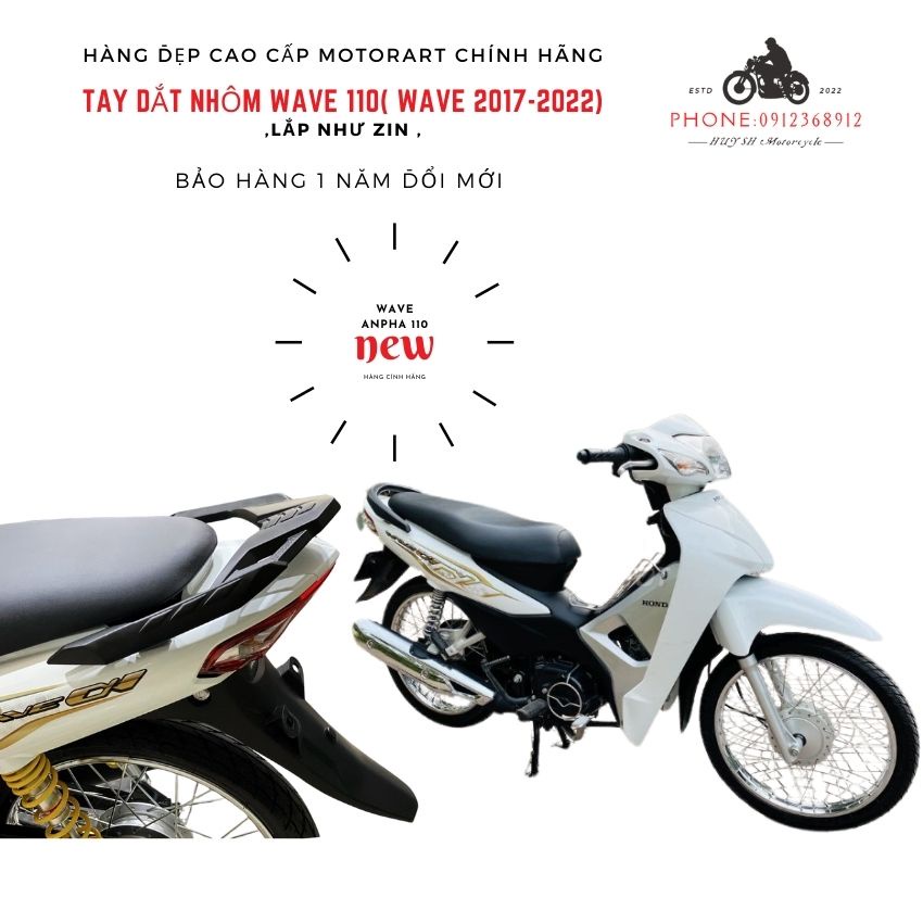 Tay Dắt Nhôm Đúc Wave 110 – Cản Sau Wave Anpha 2017-2022