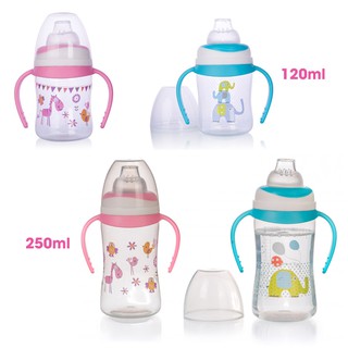 Bình uống nước 120ml / 250ml Upass có 2 tay cầm với núm hút mềm cho trẻ từ 4 tháng tuổi /UP0153N/ UP0154N