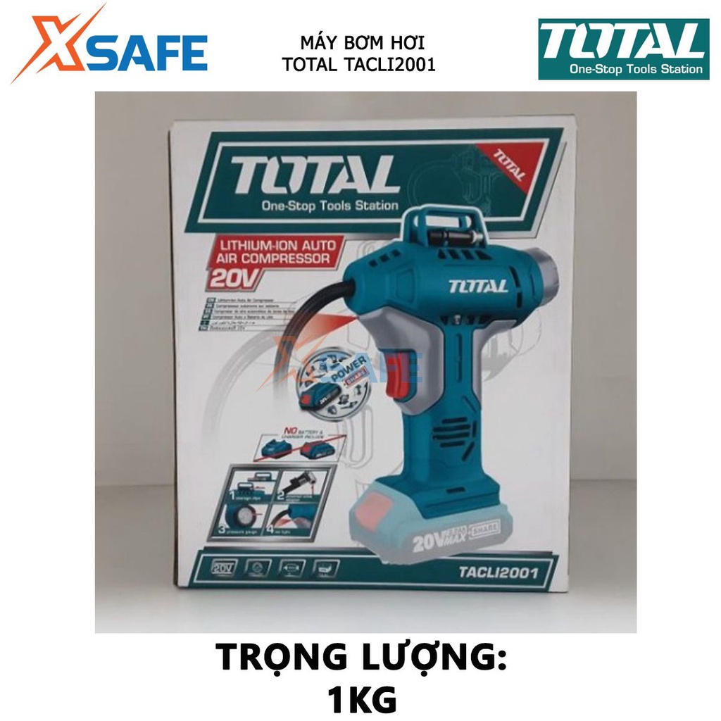 Máy bơm hơi tự động dùng pin TOTAL TACLI2001 áp suất tối đa 160PSI - Không kèm theo pin và sạc - chính hãng