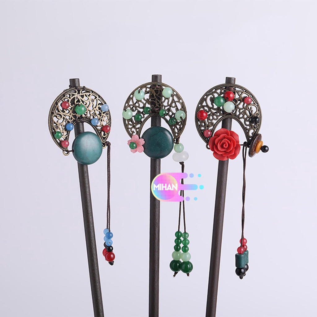 Trâm cài tóc hình hoa đính ngọc trai nhân tạo MIHAN1 phong cách Trung Hoa cổ điển cho nữ