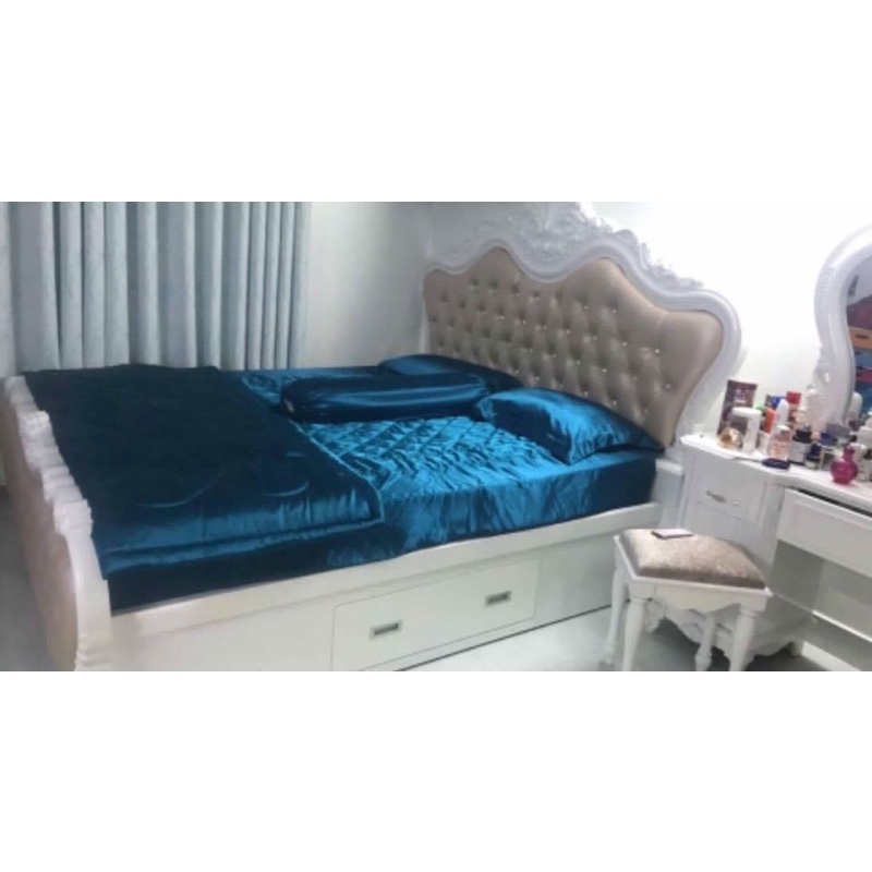 BỘ GA PHI LỤA 5 MÓN - 2 VỎ GỐI NẰM - 1 VỎ GỐI ÔM - 1 GA NỆM - 1 MỀN CHẦN BÔNG