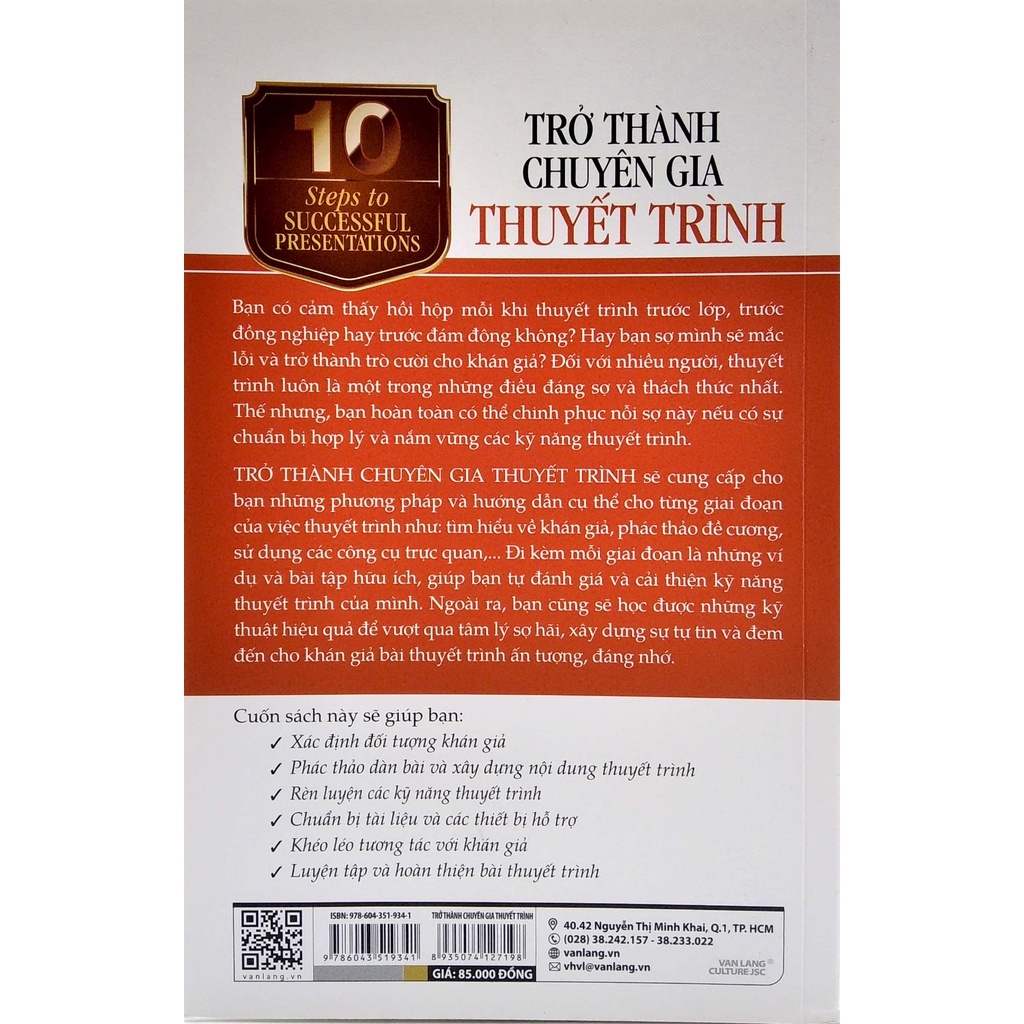 Sách - 10 Bước Thực Hành - Trở Thành Chuyên Gia Thuyết Trình(Hiệp Hội Đào Tạo &amp; Phát Triển Hoa Kỳ- Văn Lang)