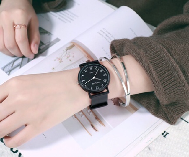 Đồng hồ nam nữ MSTIANQ dây cao su mặt số thanh lịch | BigBuy360 - bigbuy360.vn
