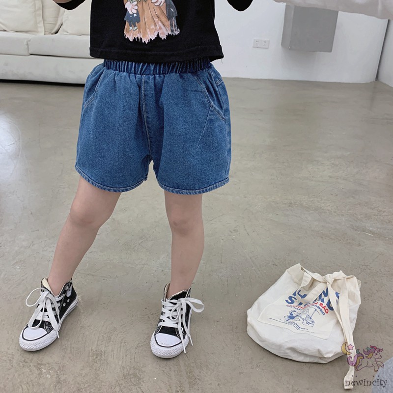 Quần Đùi Denim Kiểu Hàn Quốc Phong Cách Mùa Hè Dành Cho Bé Gái