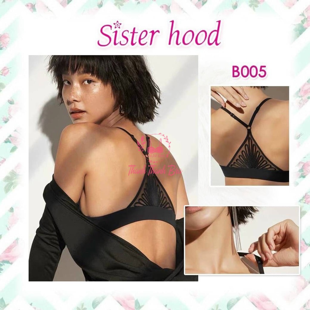 Áo lót cài trước không mút, áo ngực không gọng chất su Thái Lan Sister hood B005