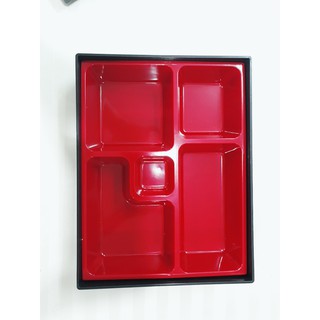 Hộp cơm Bento màu đỏ đen 5 ngăn
