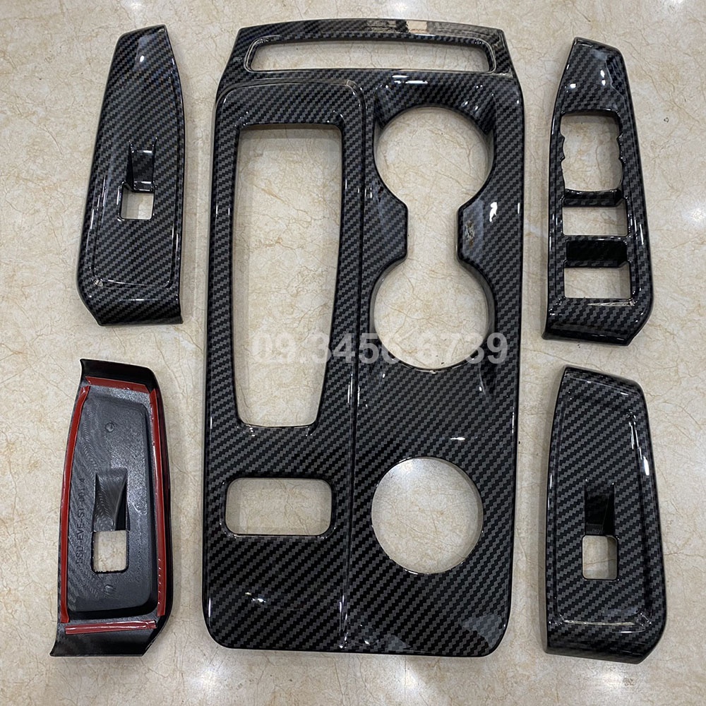 Ốp nội thất vân carbon xe Everest 2022 2023 - 5 chi tiết chât liệu nhựa ABS