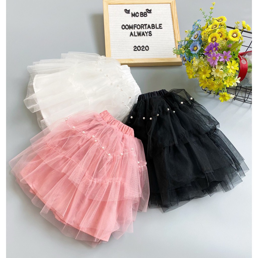 MCBB - Váy Trắng - Chân Váy Công Chúa Bé Gái Xinh Xòe Phồng Nhiều Tầng Đính Hạt Đầm Váy Bé Gái 1-12 Tuổi 7- 45kg Nữ VAS2