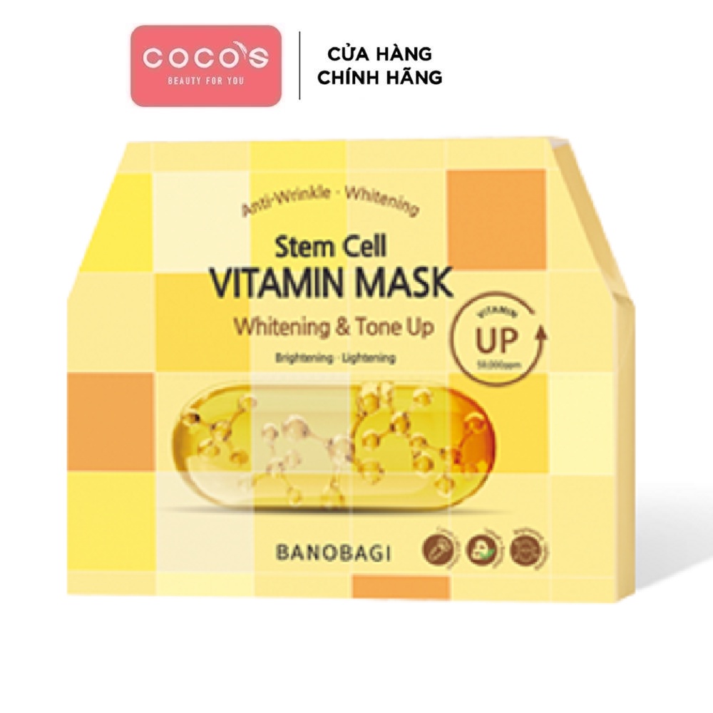 COMBO 10 Mặt Nạ Giấy Dưỡng Ẩm Trắng Da Banobagi Stem Cell Vitamin Mask (2021) (10 X 30ml)