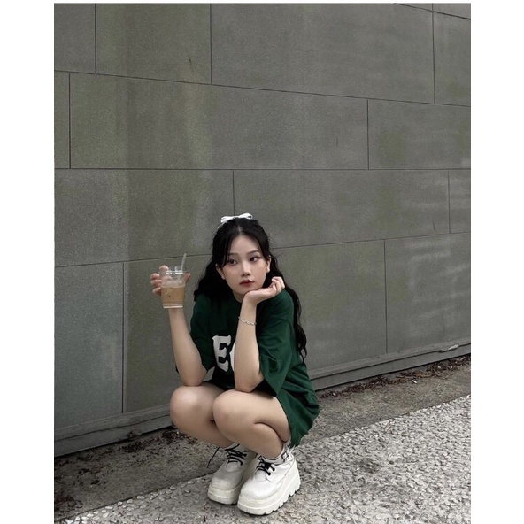 Áo Thun 3158 POR MAMA Xanh Rêu Áo Phông In Chữ 3158 Form Rộng Tay Lỡ Dáng Oversize Nam Nữ Chất Vải Dày Dặn Mặc Mát Mẻ