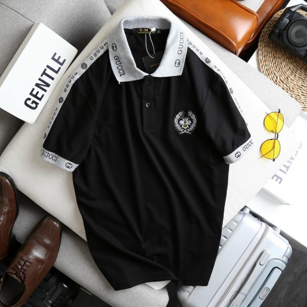 Áo Thun Nam Cổ Bẻ Nẹp Bo Dệt Len Họa Tiết Ngắn Tay Thun Có Cổ Chất Cá Sấu Co Giãn Tay Lỡ | BigBuy360 - bigbuy360.vn