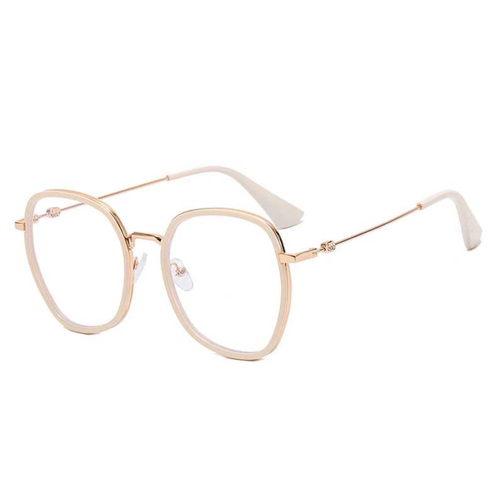 Mắt Kính Gọng Vuông Bằng Kim Loại Chống Bức Xạ Màu Đỏ Thanh Lịch Cho Nữ