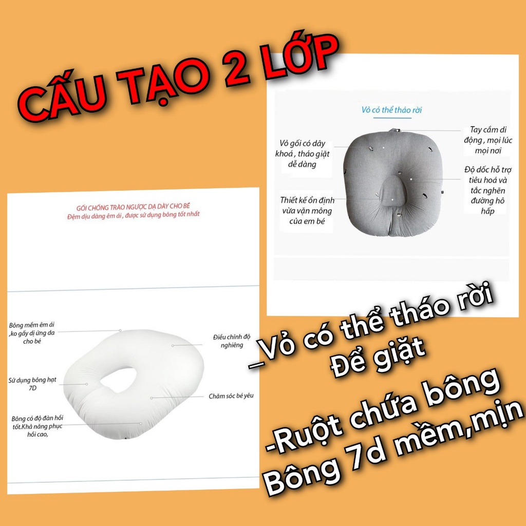 Gối chống trào ngược cho bé cao cấp tặng kèm gối nhỏ