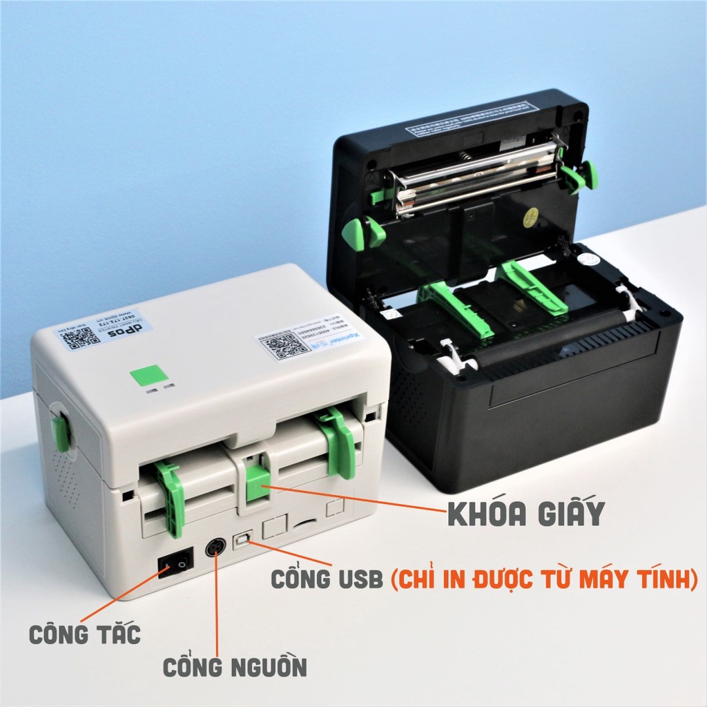 Máy in đơn hàng TMĐT dPos DT108B in phiếu giao hàng tem vận chuyển tem mã vạch Minicode sản phẩm và tem phụ hàng hóa