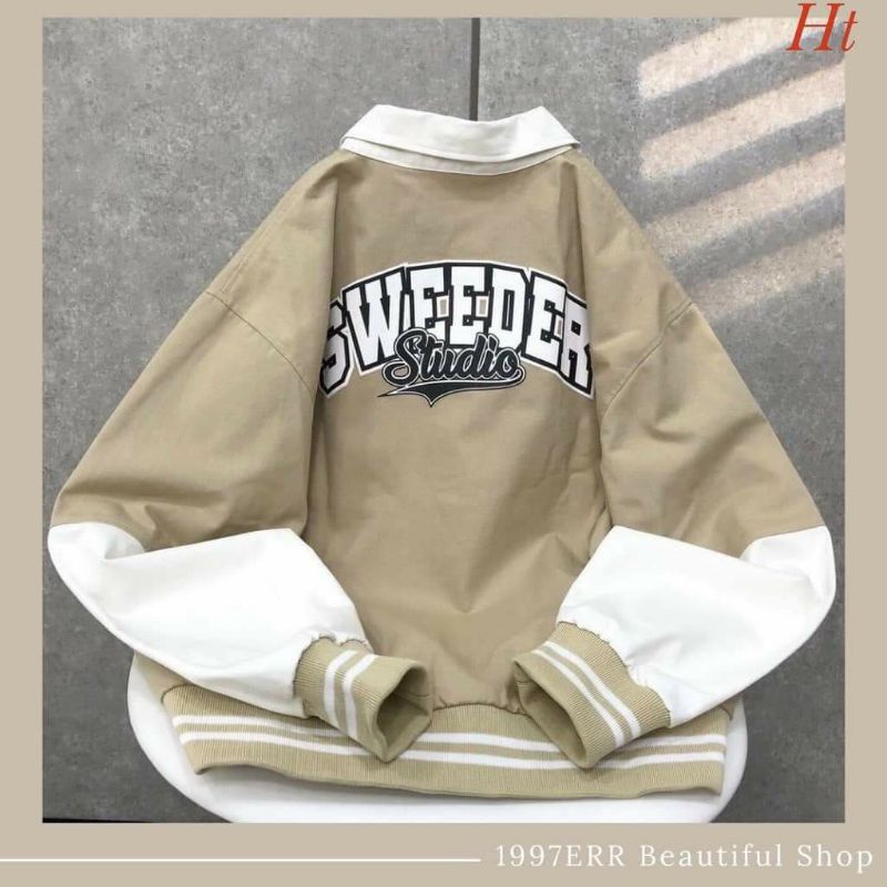 Áo gió bomber SWD cúc bấm hàng 2lớp nam nữ mặc ok