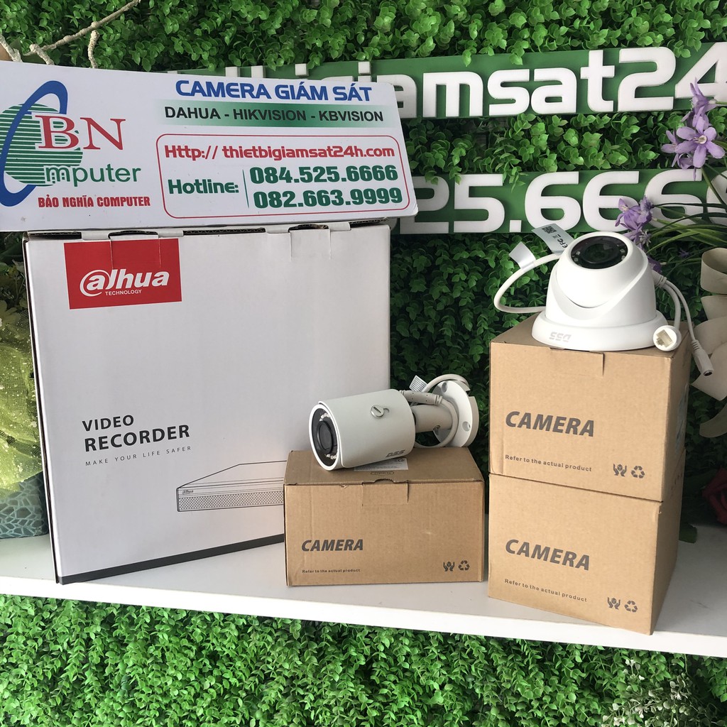 Trọn Bộ 4 Mắt Camera IP Dahua + Đầu Ghi NVR2104HS-4KS2 + Mắt Dome 2130DIP + Mắt Thân 2130FIP