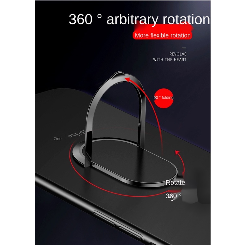 Giá Đỡ Điện Thoại Bằng Kim Loại Siêu Mỏng 0.2MM Có Vòng Nhẫn Từ Tính Xoay 360 Độ Gắn Xe Hơi