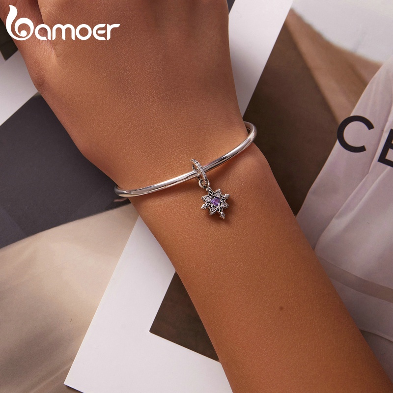 Mặt dây chuyền BAMOER SCC2147 bằng bạc 925 hình ngôi sao phối trái tim độc đáo thời trang DIY