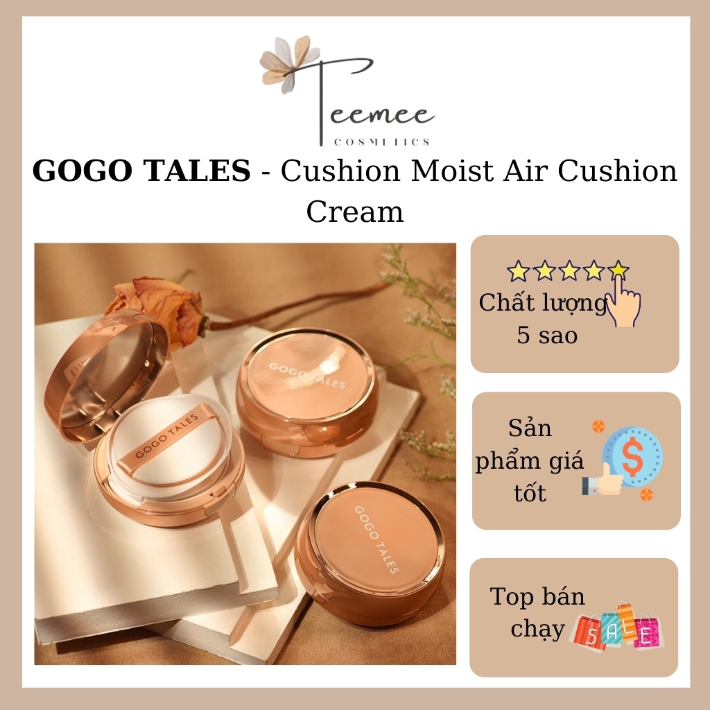 Phấn nước Gogo Tales Cushion che khuyết điểm, kiểm soát dầu, không gây bết dính