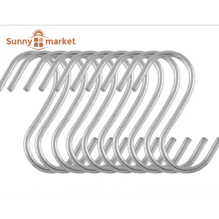 Bộ 10 móc treo chữ S 100% inox không gỉ (Chịu lực được 20kg)