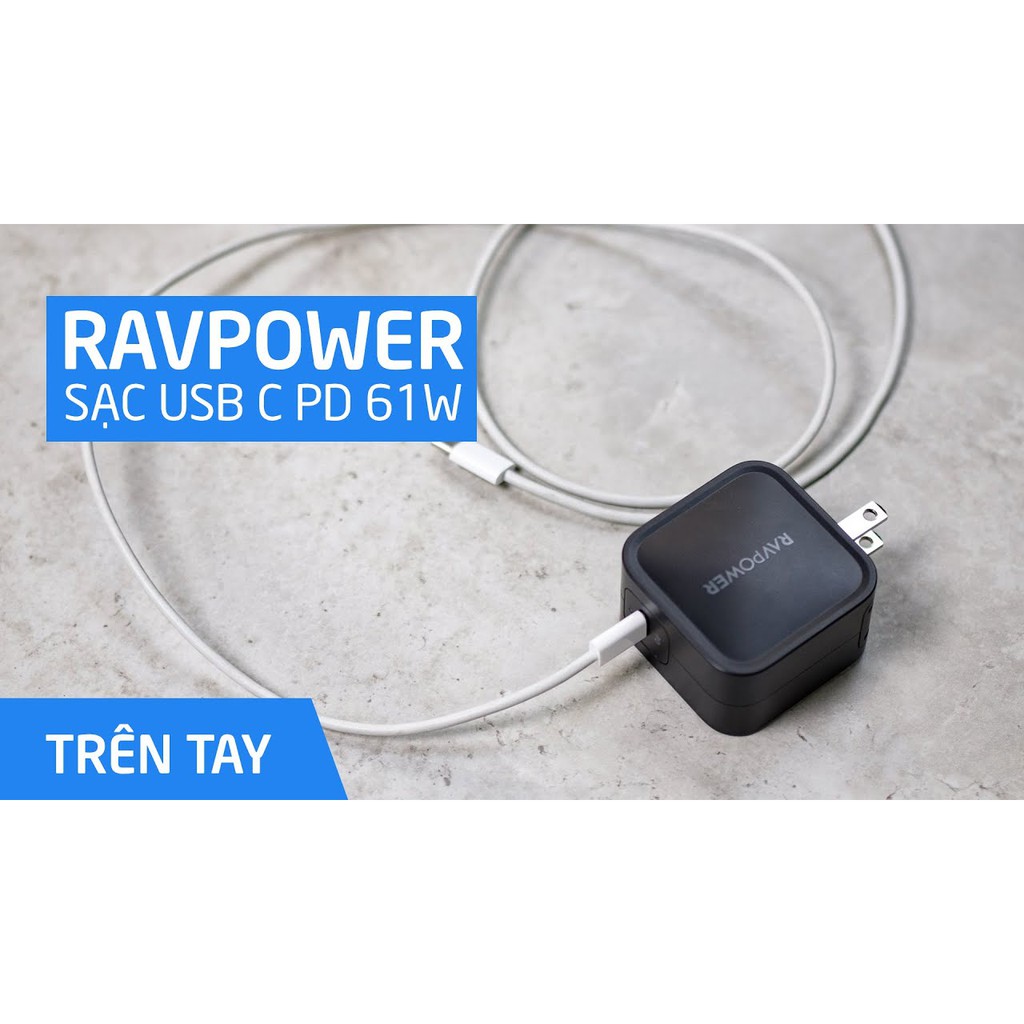 Cốc sạc nhanh siêu nhỏ PD RAVPower 61W USB C thương hiệu đến từ Mỹ - Chính hãng