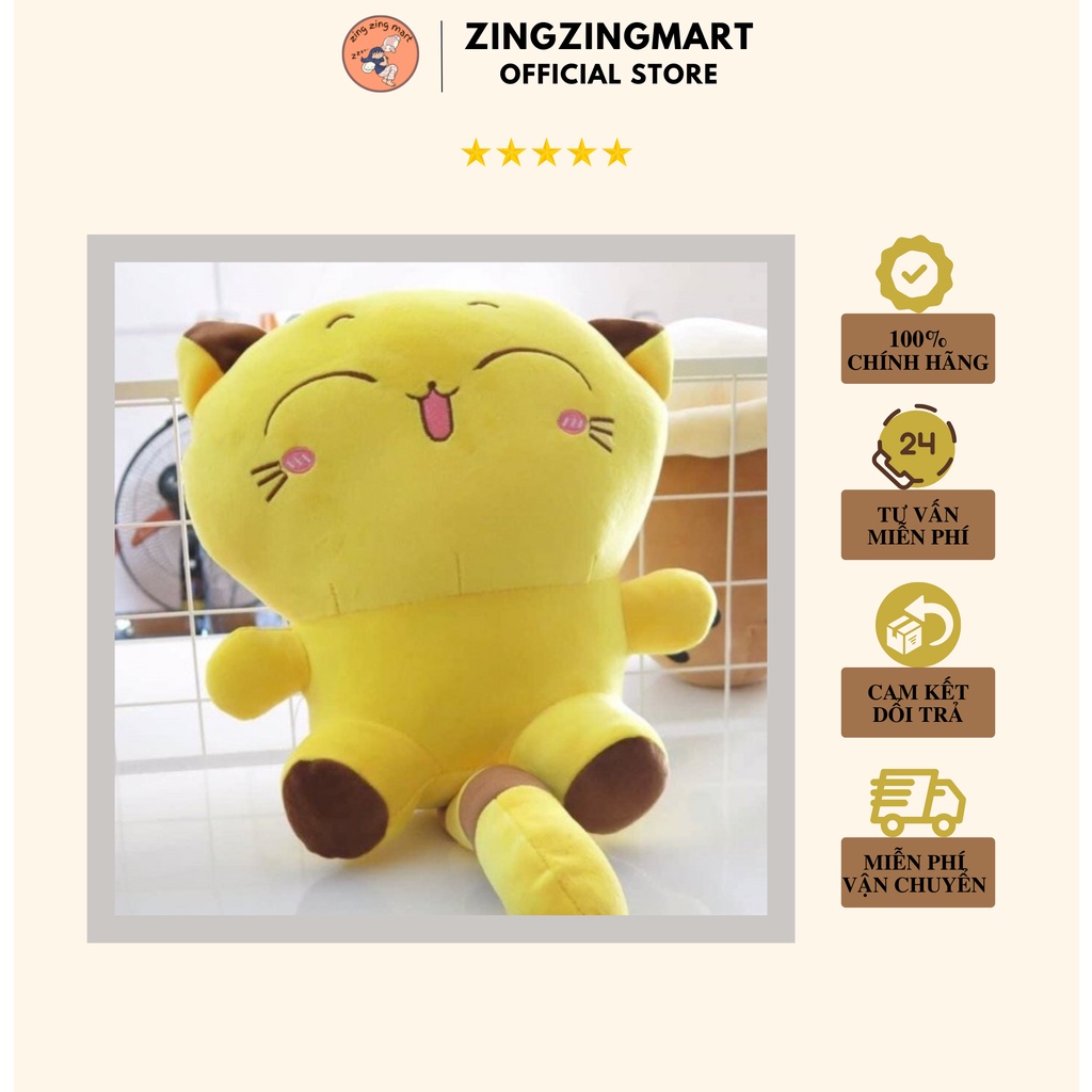 Mèo vàng nhồi bông siêu dễ thương - Gấu bông mèo vàng cho bé- Size 40cm- Chất vải mềm mịn co dãn