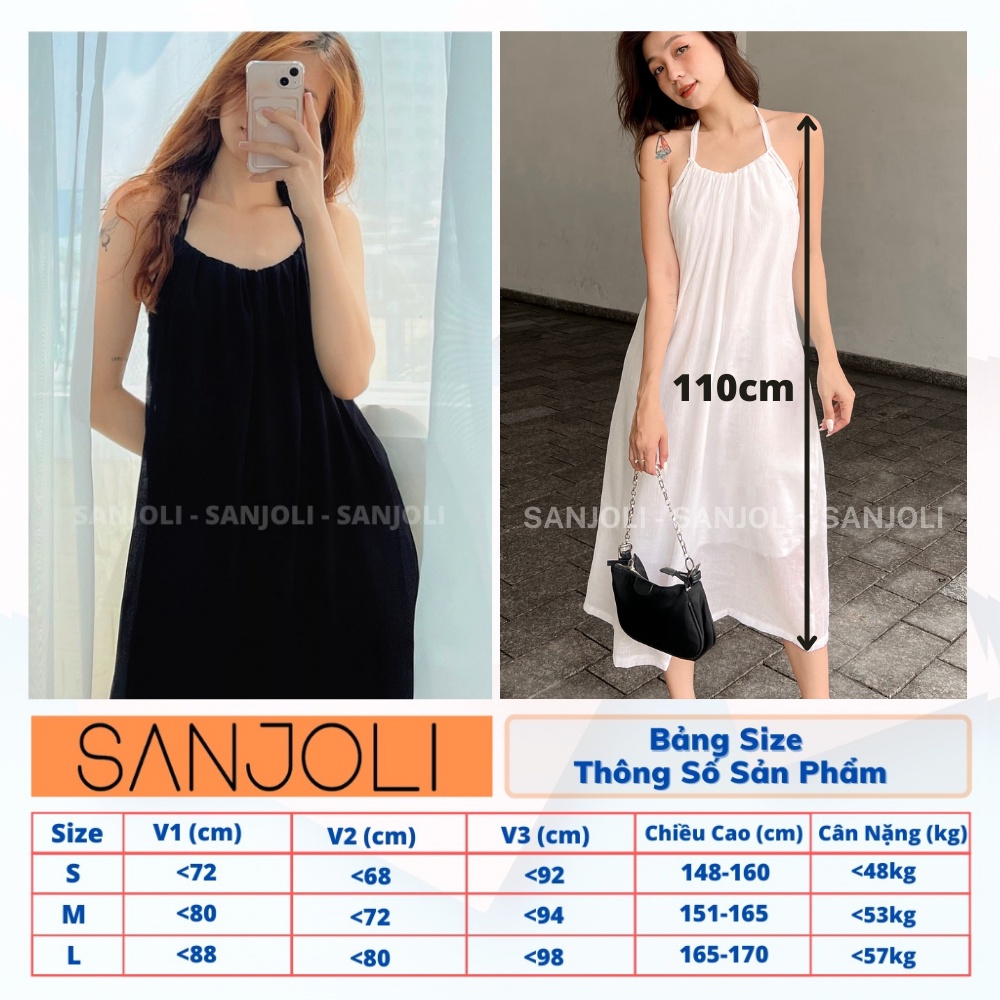 Đầm Maxi Hở Lưng SANJOLI Váy Cổ Yếm Nữ Suông Dài Thiết Kế Đi Biển Xinh Chất Vải Đũi Dự Tiệc Cưới Sang Trọng VD062 | BigBuy360 - bigbuy360.vn