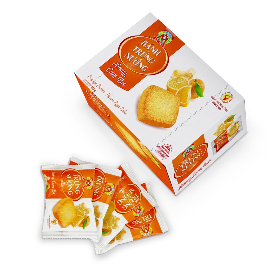 MỸ NGỌC _ 108g Bánh trứng nướng Hương CAM BƠ - Baked egg cake with Orange flavor 108g