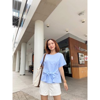 Áo cột nơ trước xanh