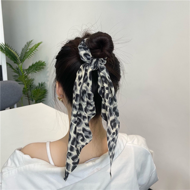(0489) Dây Chun Buộc Tóc Scrunchies Dây Dài Da Báo Nhiều Màu Cá Tính