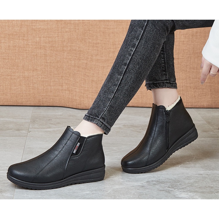 Giày Bốt Nữ Lót Lông Màu Đen / Mã pn54