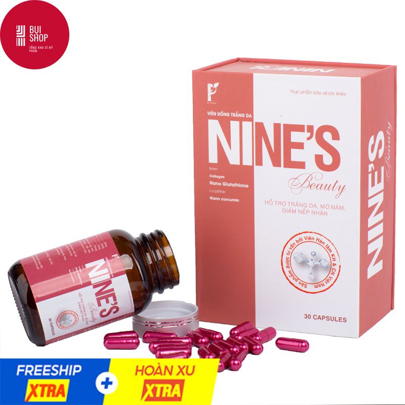Viên Uống Trắng Da, Mờ Nám, Giảm Nếp Nhăn Nines Beauty CHÍNH HÃNG
