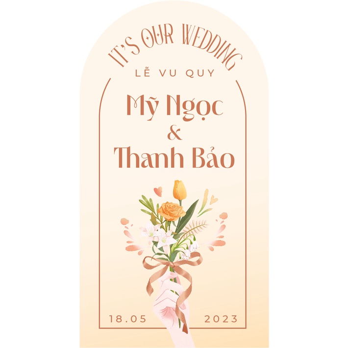 Combo in 20 nhãn chai nước đám cưới, đám hỏi, đính hôn, tân hôn, thành hôn, vu  quy - chai bầu dẹt 330ml